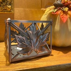 Bath and Bodyworks 14.5 square maple leaf bronze candle holder